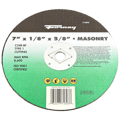 Forney Masonry Type 1 Cutting Wheel - 7"