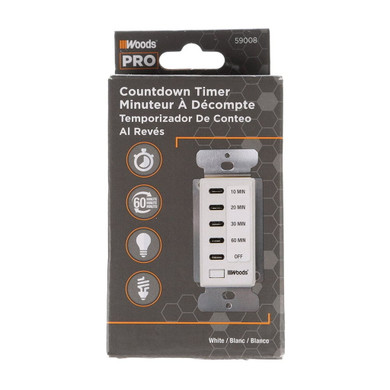 Woods In-wall 60 Min Digital Countdown Timer - White