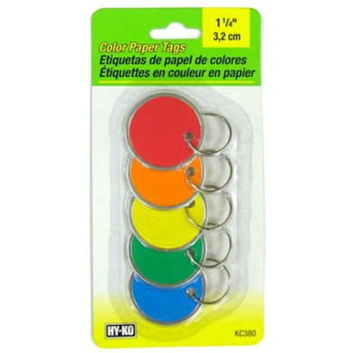 Hy-ko Assorted Color Paper Tag With Key Ring - 5 Pk