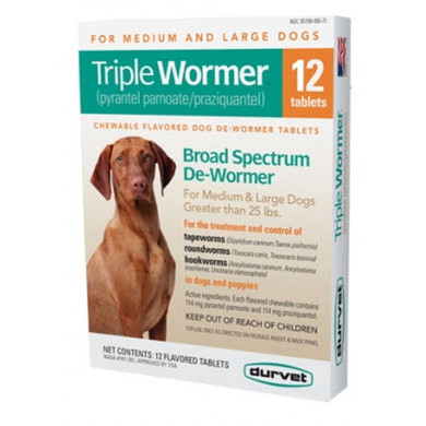 Durvet Triple Wormer For Medium & Large Dogs - 12 Ct
