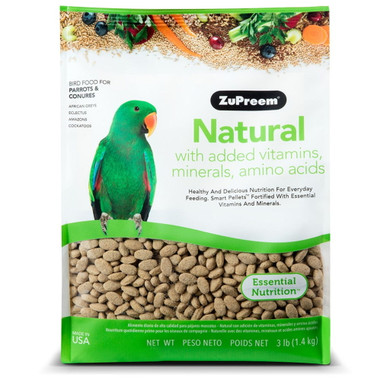 Zupreem Natural with Added Vitamins, Minerals, Amino Acids for Parrots & Conures - 3 lb