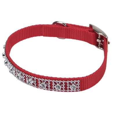 Coastal Pet Red Nylon Jeweled Dog Collar - 3/8" X 10"