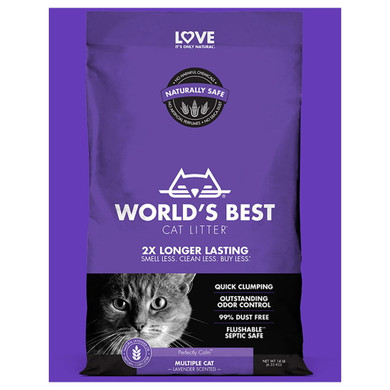 Worldâ€™s Best Cat Litter Multiple Cat Lavender Scented Clumping Litter - 14 Lb