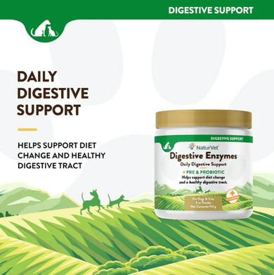 Naturvet Digestive Enzymes Powder With Prebiotics & Probiotics - 4 Oz