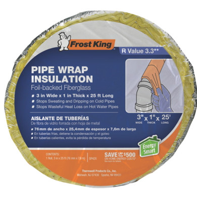 Frost King Foil Backed Fiberglass Pipe Wrap Insulation - 25'