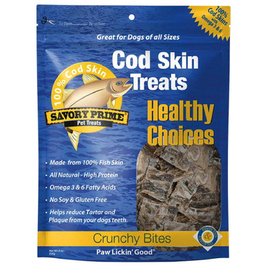 Savory Prime Cod Skin Fish Crunchy Bites Dog Treat