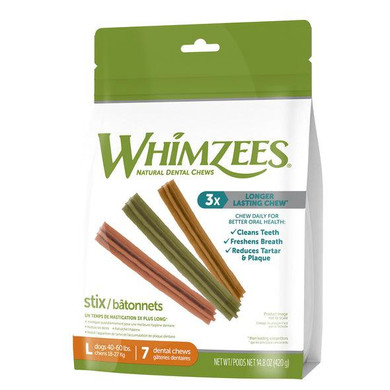 Whimzees All Natural Large Dental Stix for Dogs - 40-60 lb