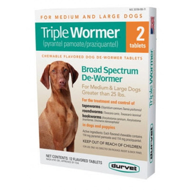 Durvet Triple Wormer For Medium & Large Dogs - 2 Ct