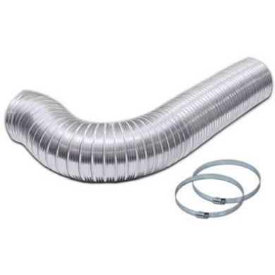 Lambro Aluminum Flexible Duct Pipe With Screws & Clamps - 4" X 8'