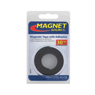 Master Magnetics Flexible Magnetic Tape with Adhesive - 1/2" X 30" - White/black