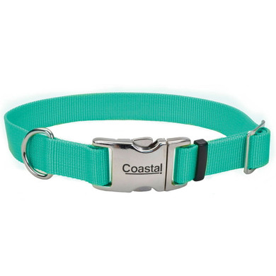 Coastal Pet Teal Adjustable Dog Collar with Metal Buckle - 3/4" X 14"-20"