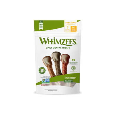 Whimzees Brushzees Daily Dental Dog Treat - Medium - 7 ct