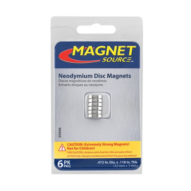 Master Magnetics Silver Neodymium Disc Magnet - 6 pk