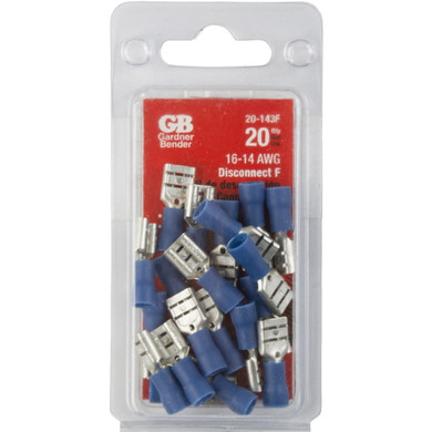 Gardner Bender Vinyl Insulated Female Disconnect - Blue - 20 pk