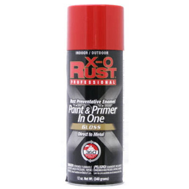 X-o Rust Professional Hot Red Gloss Enamel Paint & Primer - 12 Oz