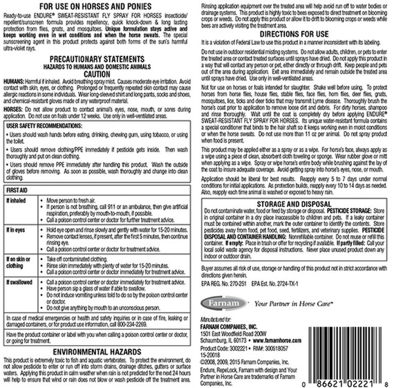 Farnam Endure Sweat-Resistant Fly Spray for Horses