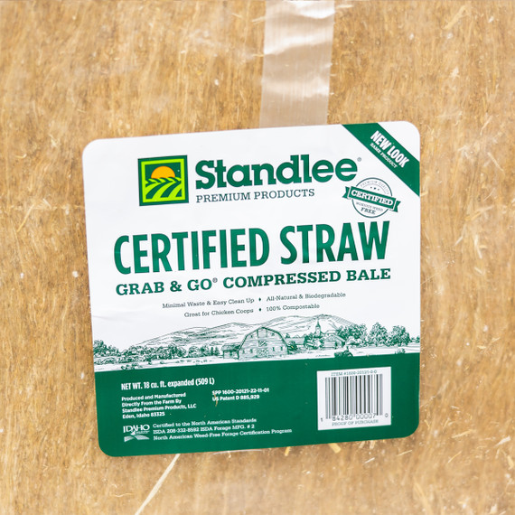 Standlee Premium Products Certified Straw Grab & Go Compressed Bale Animal Bedding, 3.6 cu. ft.