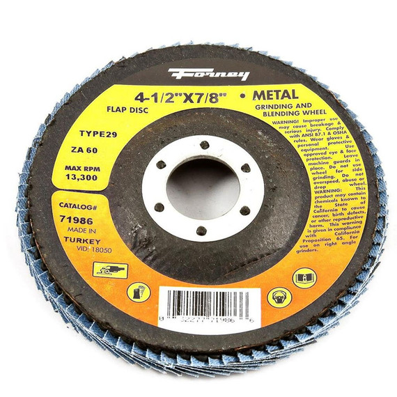 Forney Blue Zirconia Type 29 Flexibility Flap Disc - 4-1/2"