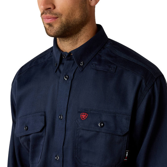 Ariat Men's Long Sleeve FR Solid Work Shirt - Navy
