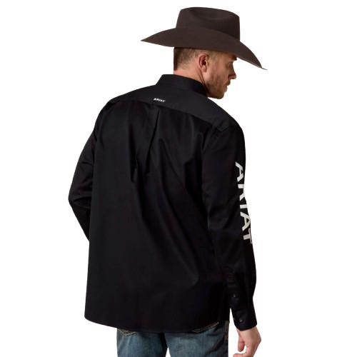 Ariat Men's Black Cotton Long Sleeve Team Logo Twill Classic Fit Shirt