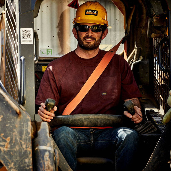 Ariat Rebar Men's Cotton Strong T-Shirt - Burgundy Heather