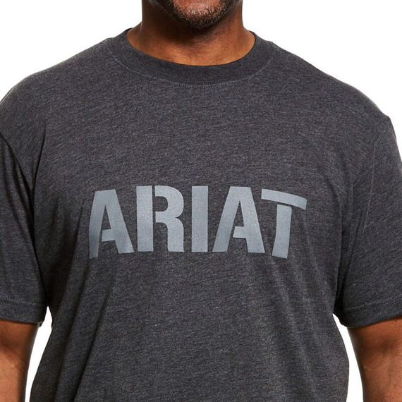 Ariat Rebar Men's Charcoal Heather Cotton Strong Block T-Shirt