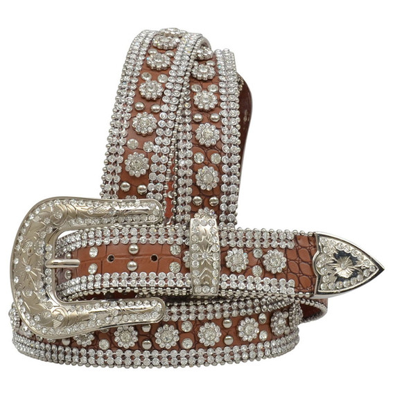 Angel Ranch Women's Leather Rhinestone Faux Gator Belt