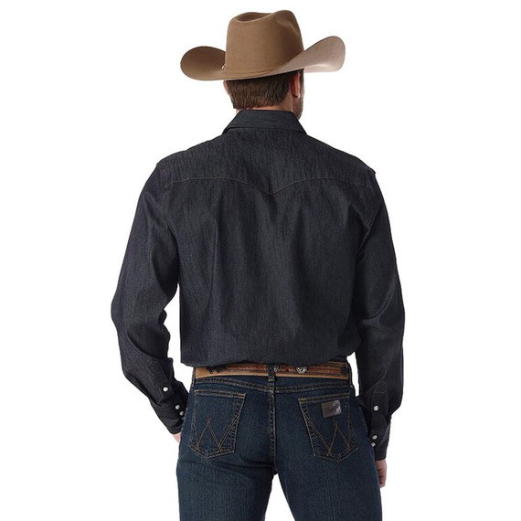 Wrangler Men's Denim Premium Performance Cowboy Cut Long Sleeve Shirt