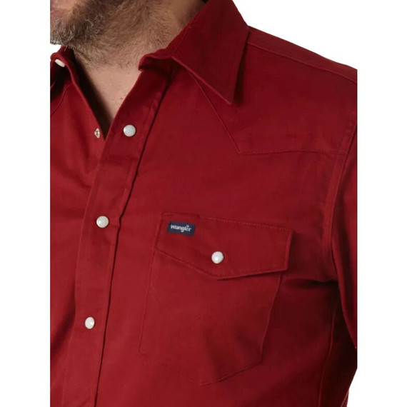 Wrangler Men's Red Premium Performance Cowboy Cut Long Sleeve Shirt