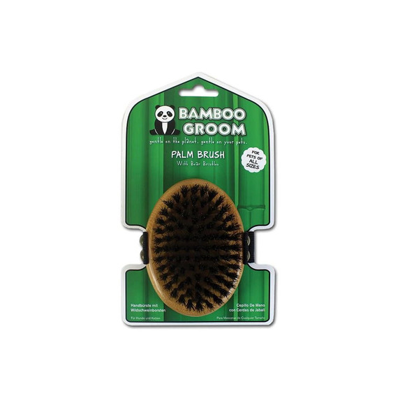 Bamboo Groom Palm Brush With Boar Bristles - 4"