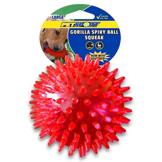 Petsport Gorilla Spiky Ball Squeak Dog Toy - Assorted