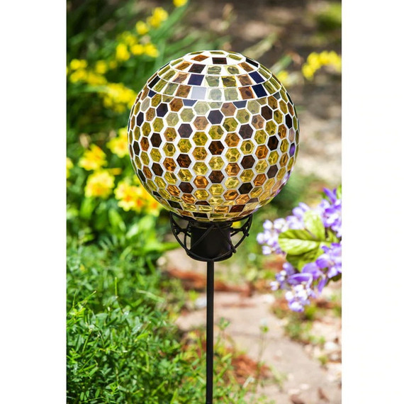 Evergreen Enterprises Mosaic Glass Honeycomb Gazing Ball - 10"