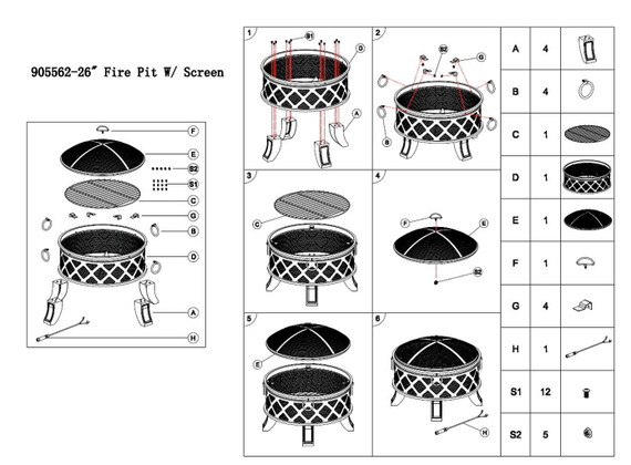 Backyard Expressions Round Lattice Fire-pit With Mesh Cover - 26"