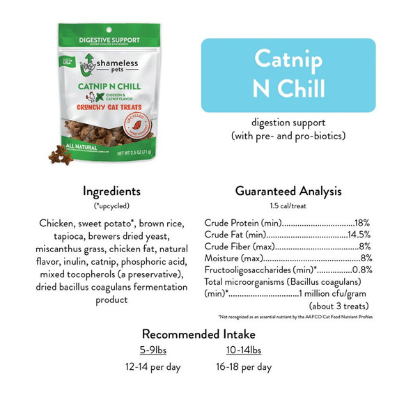 Shameless Pets Catnip N Chill Crunchy Cat Treats - 2.5 oz