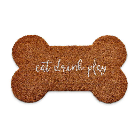 Tag Eat Drink Play Bone Shaped Coir Mat - 22" X 13" X 1"