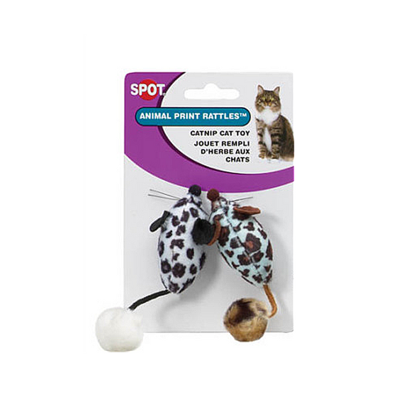 Spot Animal Print Rattle with Catnip Cat Toy - 2 Pk