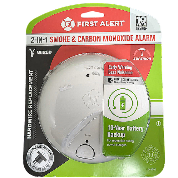 First Alert Hardwired Smoke and Carbon Monoxide Alarm - 10-Year Battery Backup