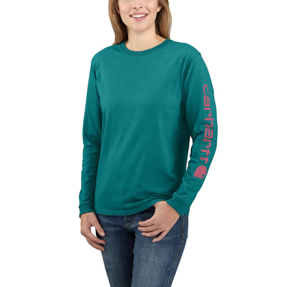 Carhartt Women's Loose Fit Heavyweight Long-Sleeve Logo Sleeve Graphic T-shirt