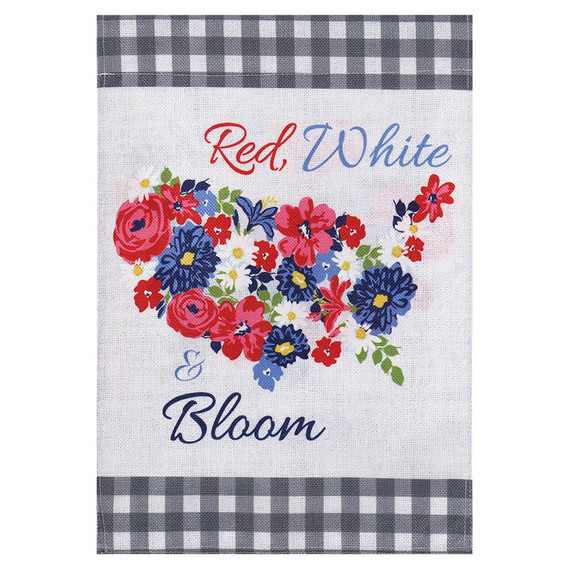 Evergreen Enterprises Red White Bloom Burlap Garden Flag