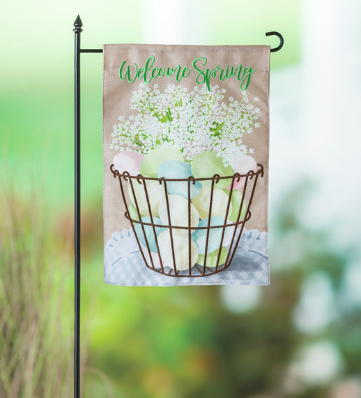 Evergreen Enterprises Pastel Easter Egg Basket Burlap Garden Flag