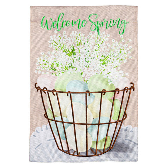 Evergreen Enterprises Pastel Easter Egg Basket Burlap Garden Flag