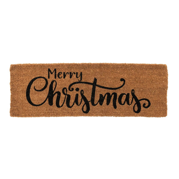 Creative Coop Merry Christmas Natural Coir Double Doormat - 47-1/4" X 16"