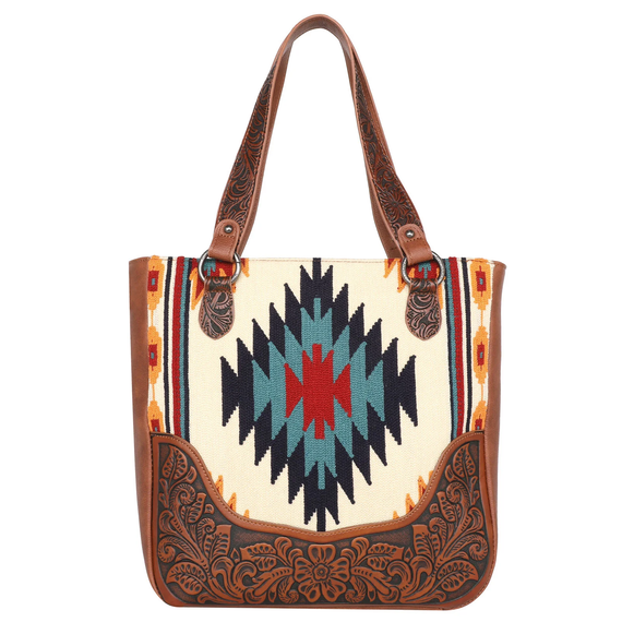Montana West Aztec Tapestry Tooled Concealed Carry Oversized Tote Bag