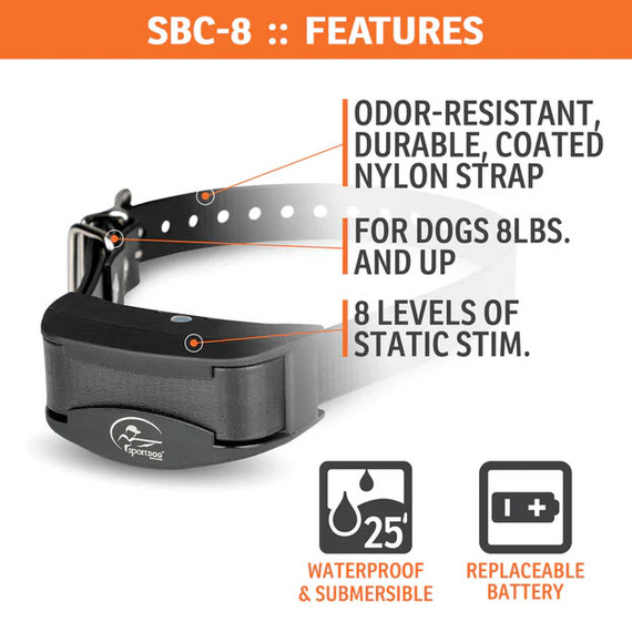 SportDOG NoBark SBC-8 e-Collar - 2-3/4" X 1-1/8" X 1-1/8"