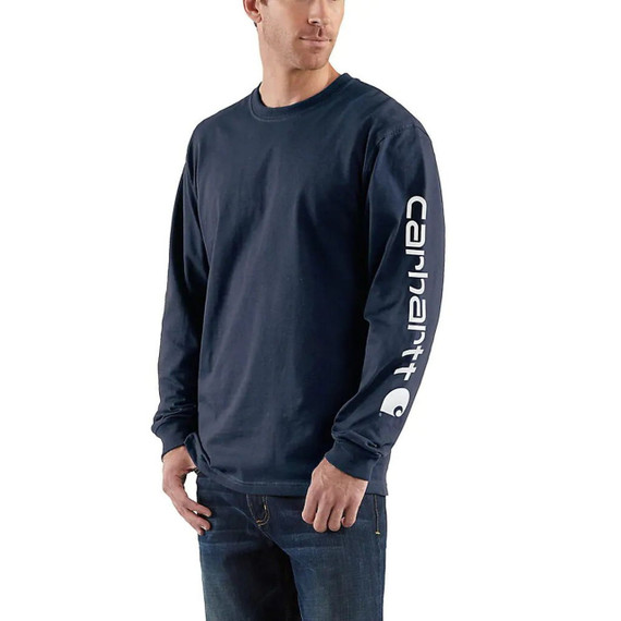 【Carhartt】HEAVYWEIGHT LONG-SLEEVE LOGO GRAPHIC T-SHIRT Carhartt Men's Loose Fit Heavyweight Long-Sleeve Logo Sleeve