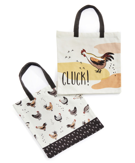 Giftcraft Women's Rooster/Hen Printed Cotton Tote Bag - Assorted