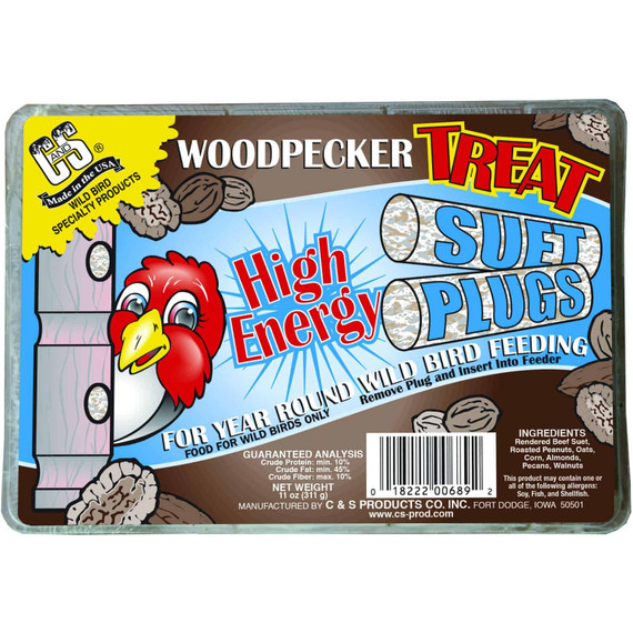C&S Woodpecker Treat Suet Plugs 12oz