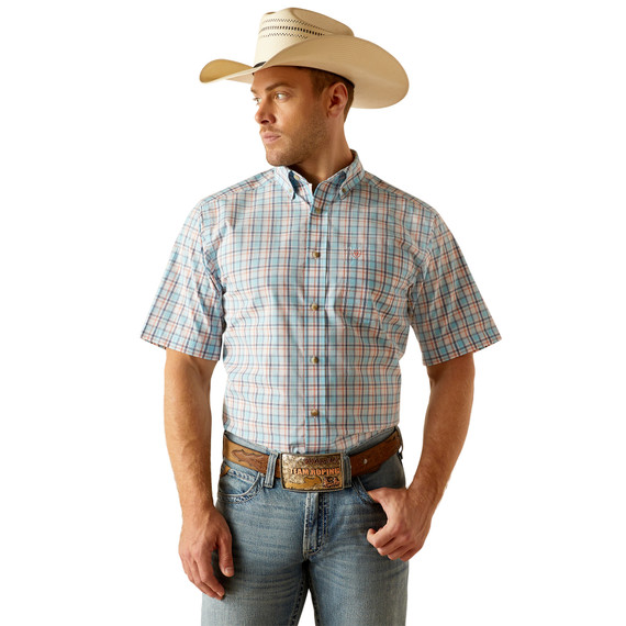 Ariat Run This Town Pro Series Men's Classic Fit Karson Short Sleeve Shirt - Sky