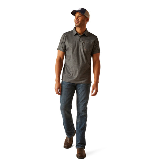 Ariat Rebar Foreman Men's Polo Short Sleeve T-Shirt - Charcoal Heather