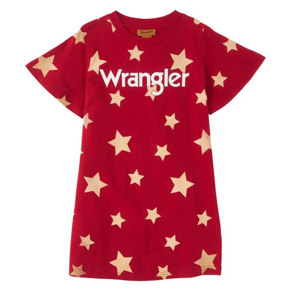 Wrangler Girl's Star T-shirt Dress - Red
